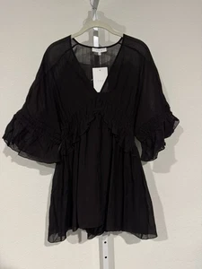 IRO Folula Shirred Georgette Mini Dress in Black NEW NWT 34 XS - Picture 1 of 10