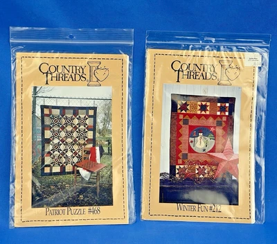 Country Threads Quilt Block Pattens -Patriot Puzzle #468 & Winter Fun #212 - NEW - Image 1 of 4