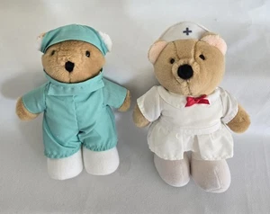 Vintage Dakin Plush Doctor and Nurse Teddy Bears, 8″, 1985 - Picture 1 of 12