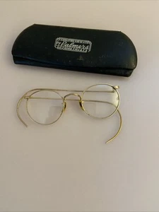 Vintage Youth/kids Wire Rim Eyeglasses Gold Frame (12 KGF) Filled With Hard Case - Picture 1 of 9