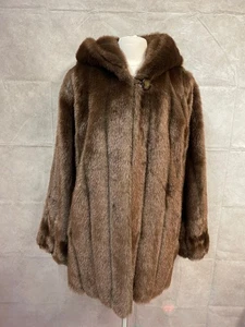 Pamela McCoy Damen braune Kunstfell Jacke Mantel mit Kapuze Gr. M - Bild 1 von 5