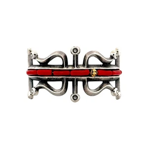Aaron Anderson, Pulsera, Coral, Plata de Ley, Navajo Hecho a Mano, 7" - Imagen 1 de 4