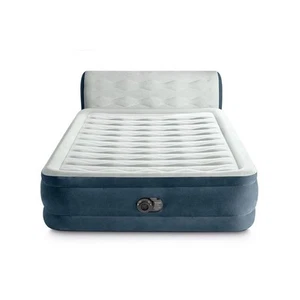 Intex Air Mattress Inflatable QUEEN 18" Pillow Top Electric Pump and Headboard - Picture 1 of 11