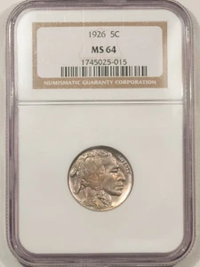 1926 BUFFALO NICKEL - NGC MS-64 - Picture 1 of 3