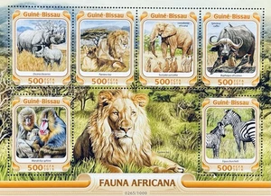GUINEA-BISSAU FAUNA OF AFRICA STAMPS MNH 2016 WILDLIFE WILD ANIMALS LION ZEBRA - Picture 1 of 1