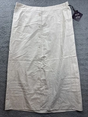 Saia Ava & Viv Feminina XXL Bronzeada Faux Botão Frontal Maxi Cintura Elástica - Imagem 1 de 4