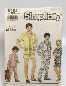 Pajamas Pants Shorts Boys Teen Jr Size 14-20 Buttons Uncut Pattern 9952 Vtg 90s  - Picture 1 of 2