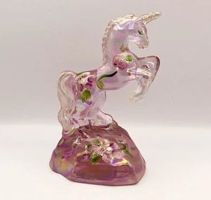 Fenton Glas Einhorn Figur handbemalt rosa signiert C Smith Original Sticker - Bild 1 von 15