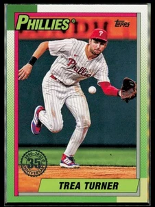 2025 Topps 1990 Baseball 35° Anniversario Rosa Trea Turner Philadelphia Phillies - Foto 1 di 2
