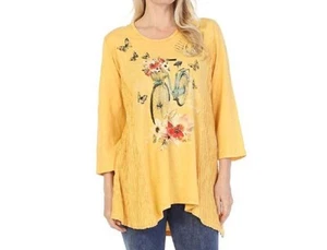 Jess & Jane maybe wave knit mineral washed tunic Yellow - Picture 1 of 7