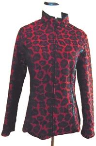 PECK & PECK COLLECTION WOMENS QUILTED LEOPARD/CHETAH PRINT RED JACKET COAT~S - Picture 1 of 6