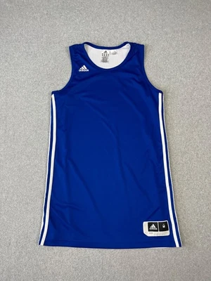 Camiseta deportiva de baloncesto de práctica Adidas para mujer M azul blanco malla reversible 3 rayas Foto 1 de 4