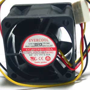 Ever Cool 40mmx40mmx28mm 12V Ball Bearing Fan , 3Pin (EC4028H12BA) - Picture 1 of 1