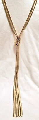 Thalia Sodi Goldtone Mixed Metal Knotted Herringbone Fringe Y Necklace 18"+3 NEW - Image 1 of 4