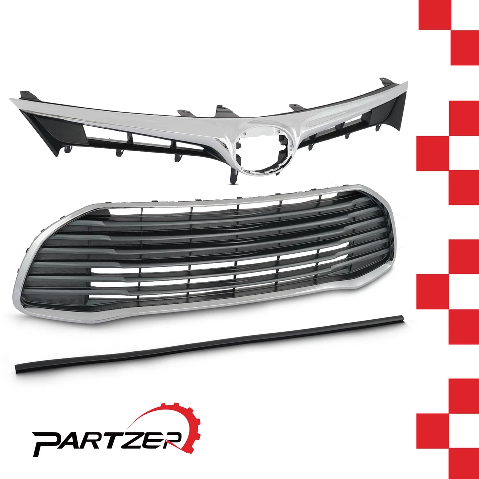 For 2016 2017 2018 Toyota Avalon Front Bumper Upper Grille & Lower Grille Chrome Foto 1 de 4