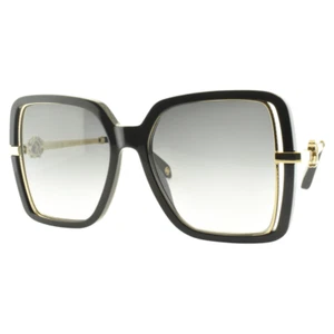 NEW!! ROBERTO CAVALLI SRC007 0700 55- 17-140 Black Gold Square Full Rim Sunglass - Picture 1 of 4