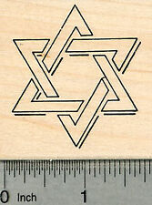 Star of David Rubber Stamp D24516 Wood Mounted