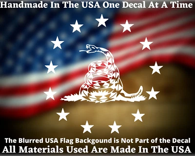 Calcomanía de vinilo pegatina de parachoques Gadsden Snake Betsy Ross Circle Of Stars 2da Enmienda Foto 1 de 3