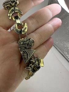 Bracelet Adjustable Egyptian Highlights Pyramids Sphinx King Tut Vintage M-5230 - Picture 1 of 6