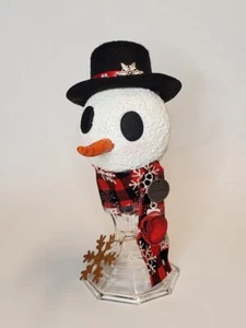 Handcrafted Snowman Decoration, Candlestick Upcycled Primitive Art, Christmas - Picture 1 of 8