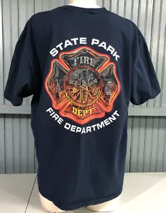 State Park Fire Department Blau XL Herren T-Shirt - Bild 1 von 4