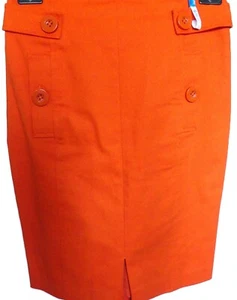 Magaschoni Early 2000s Orange Pencil Cotton Blend Twill Skirt USA Size 6 - Picture 1 of 9