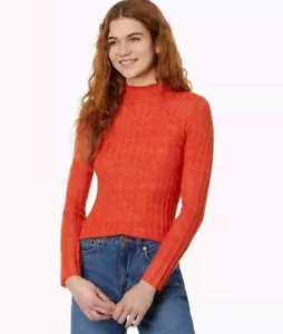 Madewell Harry maglione donna XS misto alpaca trasparente a costine finto collo arancione - Foto 1 di 7