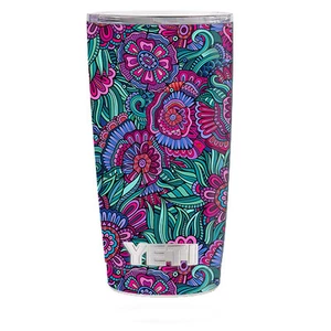 Skin Decal for Yeti 20 oz Rambler Tumbler Cup / Floral Flowers Retro - Picture 1 of 1