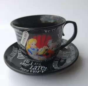Disney The Little Mermaid Alice in Wonderland Tea Cup And Saucer LATE FOR DATE - Picture 1 of 5