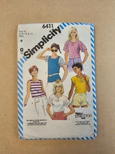 1984 Simplicity Vintage Sewing Pattern 6411 Size 10 12 14 Misses' Tops CUT - Picture 1 of 3