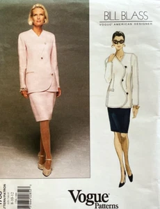 Vogue 1706 Designer Pattern Formal Jacket & Skirt Sz 8 -10-12 Wavy Front Opening - Picture 1 of 9