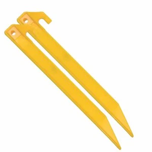Plastic Yellow Tent Pegs Heavy Duty - 6 x 22.5cm / 9" Camping Hiking Military - Picture 1 of 1