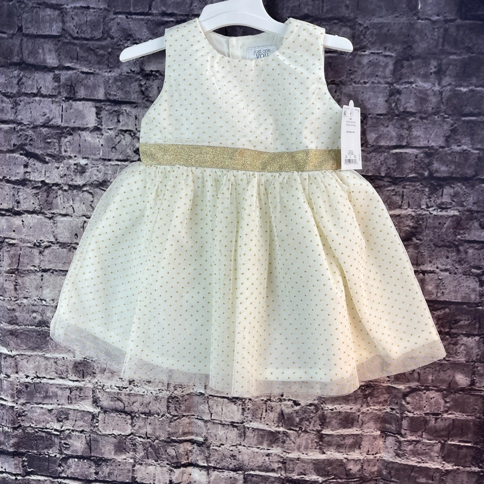 Carter's Just One You 6 Month Special Occasion Gold Polka Dot Dress Diaper Cover