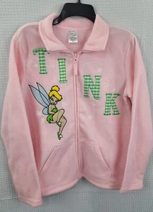 Disney TINK  Tinkerbell  Full Zip Up Pink Fleece Sweatshirt Size Medium - Picture 1 of 8