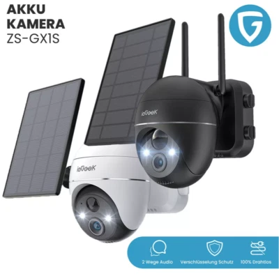 ieGeek 2K Telecamere Wifi Esterno Senza Fili con Pannello Solare Batteria 9000mA