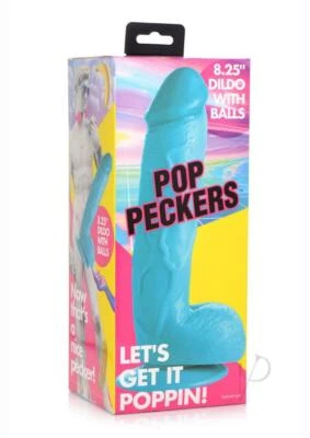 Pop Peckers Dildo 带球 8.25 蓝色 — 第 1/2 张图片