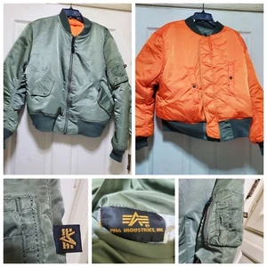 Alpha Industries Jacket Men Larggge Black Orange MA 1 Bomber Flight MIL-J-82790J - Picture 1 of 22