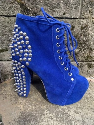 Jeffrey Campbell Blue Suede Lita With Silver Spikes NWOT 7.5 - Image 1 of 4
