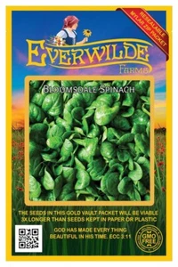 1 Oz Bloomsdale Spinach Seeds - Everwilde Farms Mylar Seed Packet - Picture 1 of 3