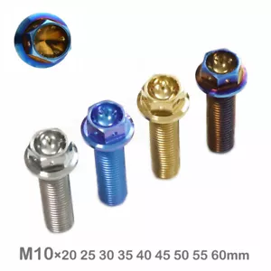 M10x20-60mm Steigung 1,25/1,5 mm Titan Schrauben Sechskantkopf Flansch Bolzen Fahrrad Verschluss - Bild 1 von 16
