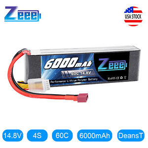 Zeee 4S LiPo Battery 6000mAh 14.8V 60C Deans for RC Helicopter Airplane Car Boat