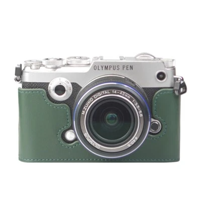 Funda para Olympus PEN-F M43 Cuero Genuino Real Media Cámara Estuche Bolsa Cubierta Foto 1 de 4