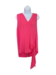 A.Z.I. New York Damen Tunika Top Large Rosa Ärmellos V-Ausschnitt Seitenbindung Preppy - Bild 1 von 7