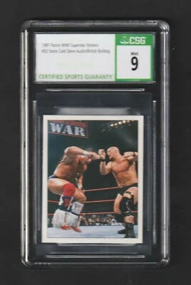  WWE 1997 Panini WWF Stone Cold Steve Austin RC #52 ~ Graded CSG 9 MINT - Image 1 of 2