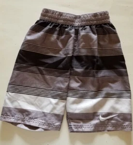 Nike Swim Shorts Youth Sz S Gray Stripes Board Trunks Just Do It Youth Lined  - Picture 1 of 4