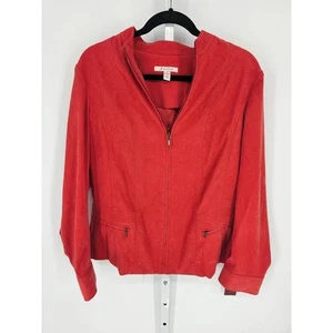 JM Collection Women's Coral Long Sleeve Zip Up Casual Polyester Jacket Size 10 - Picture 1 of 6
