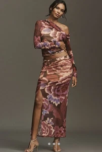 Anthropologie Set Top Asimmetrico in Rete/Ruched Sid-Slit Max Skit/XL/L - Foto 1 di 11