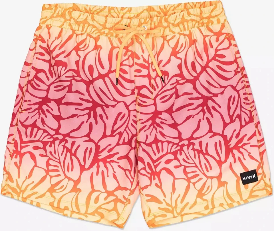 Hurley Cannonball Volley 17" Shorts Mens Unity Red Palm Leaf Print Size Large
