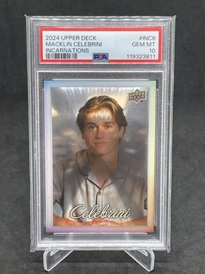 2024-25 Upper Deck Series 2 Macklin Celebrini Rookie Incarnations INC-6 PSA 10 - Image 1 of 2