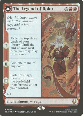 MTG The Legend of Roku (0145) *Foil* Base Mythic Avatar NM/MT Free Ship - Image 1 of 2